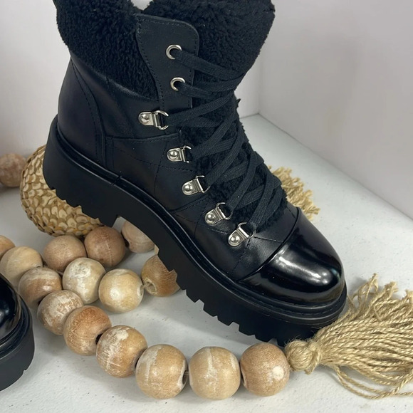 Steve Madden Women's Reyen Combat Boots Black Leather Sz 8.5 NWOB - Picture 4 of 10